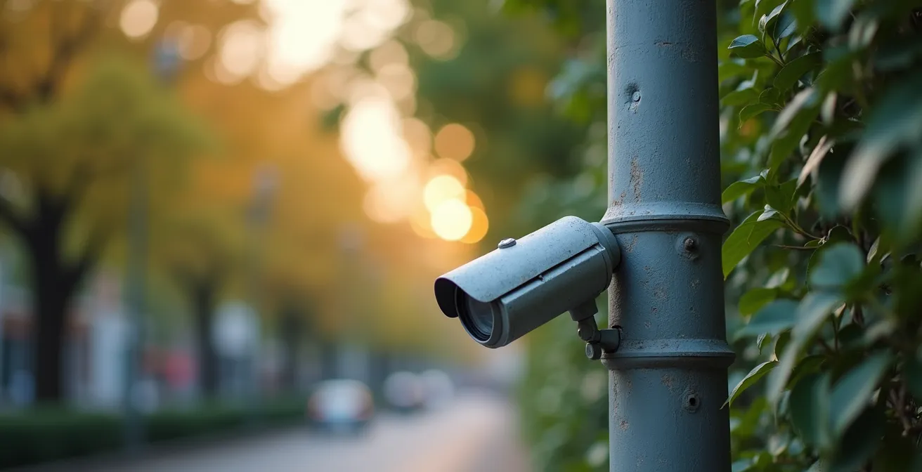Capteurs acoustiques urbains détectant divers sons, incluant bruit nuisible et chants d'oiseaux, symbolisant la vigilance écologique