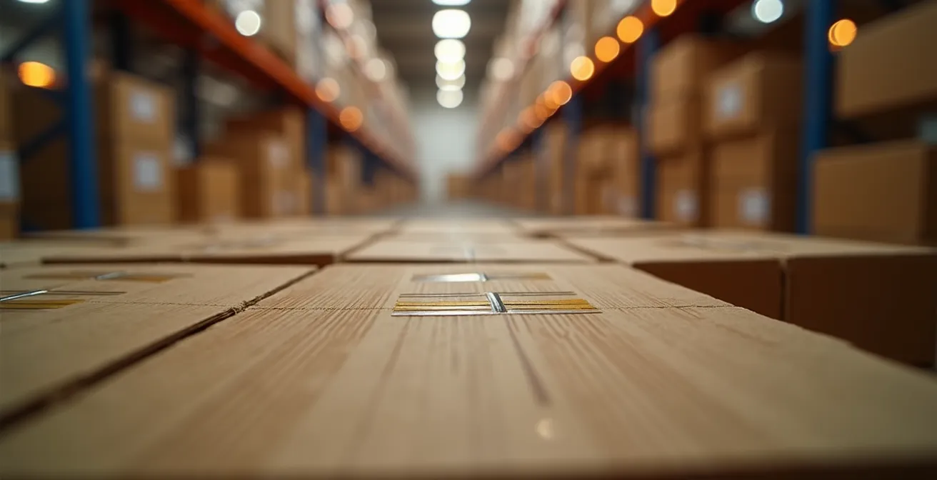 Entrepôt moderne optimisé par intelligence artificielle avec flux logistiques automatisés