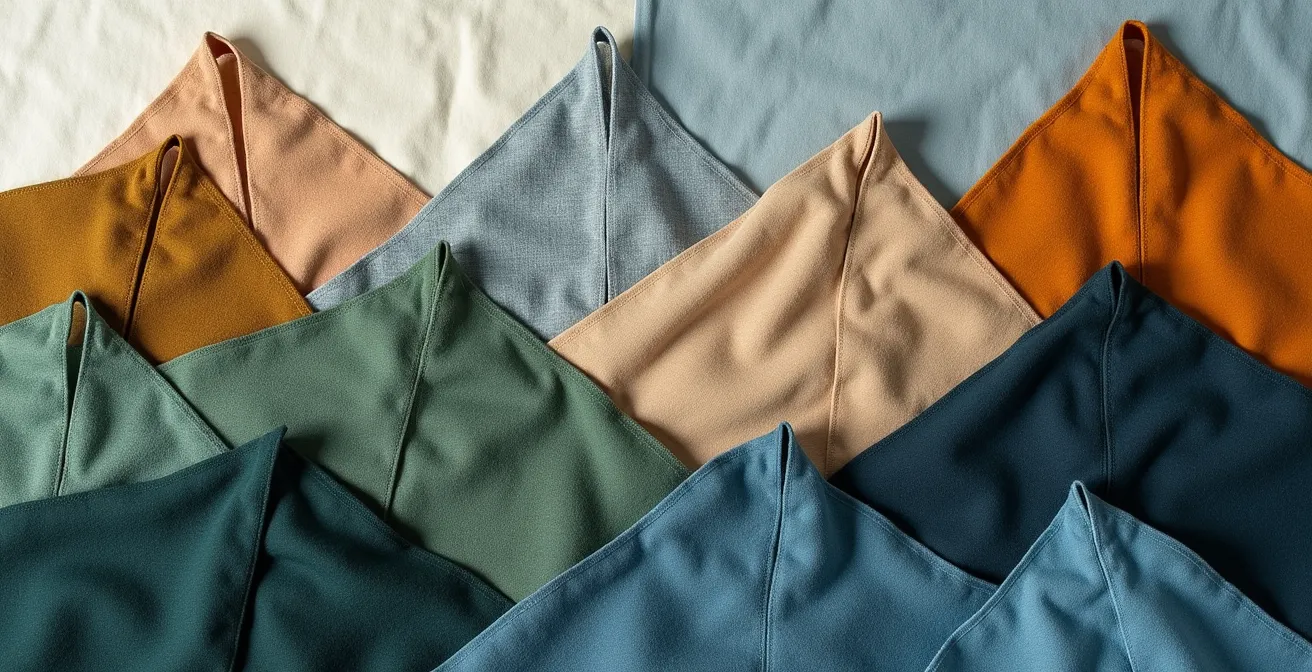 Composition abstraite montrant les couleurs naturelles du Canada traduites en textiles de mode